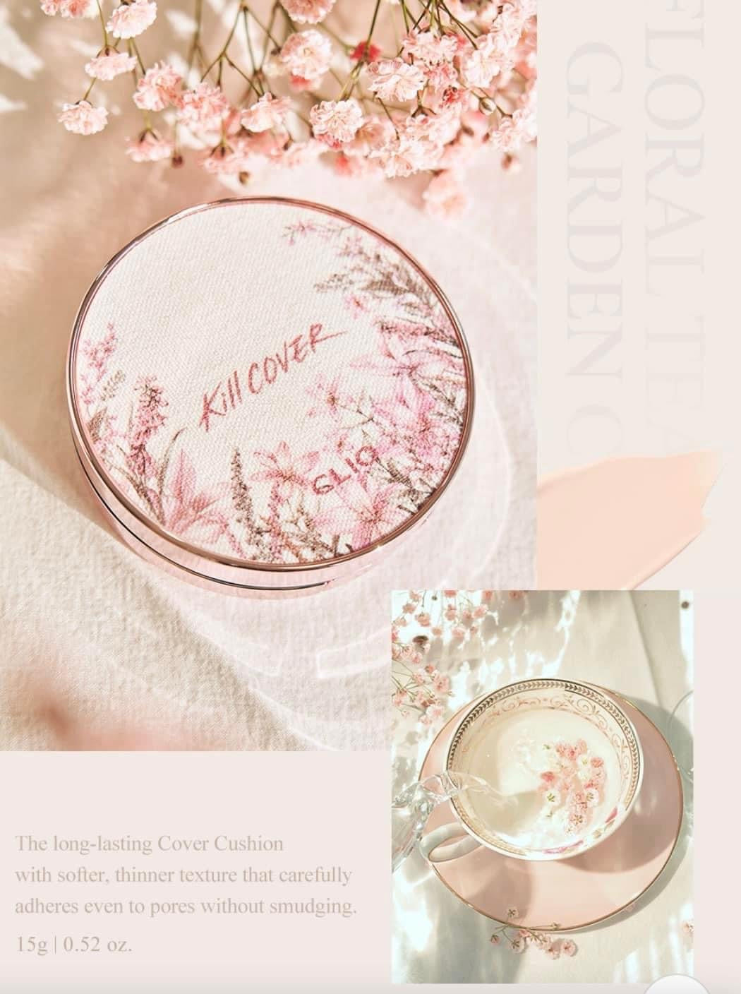 [Clio] Kill Cover Fixer Cushion Floral Tea Garden Edition Original med refill SPF50+ PA+++ (15gx2)