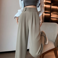 High-waist drape, straight-leg trousers - QN04