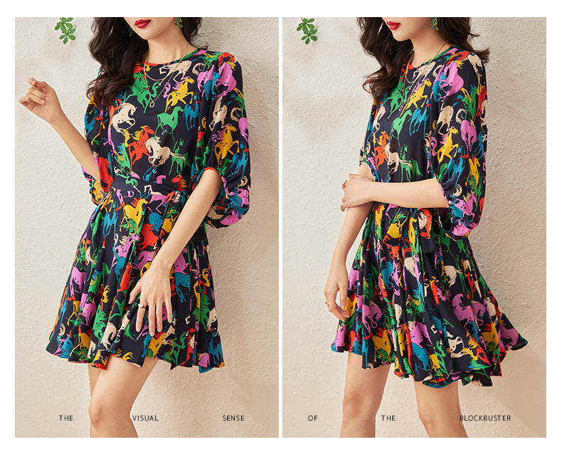 Fashionable Temperament Children's Fun Printing Multi-Piece Swing Dress D03