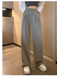 High-waist drape, straight-leg trousers - QN04
