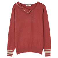V-neck long-sleeved loose casual knitted sweater - A20