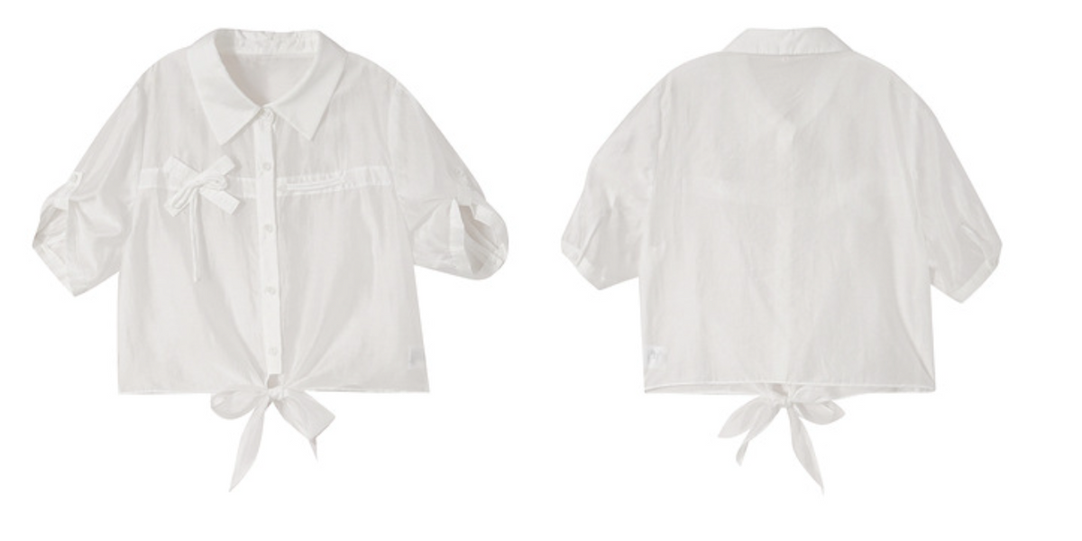 Hvit skjorte med blomster seler i to deler - SE010 