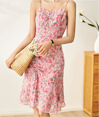 Floral slim suspender skirt + light and versatile knitted cardigan two-piece suit - SE05