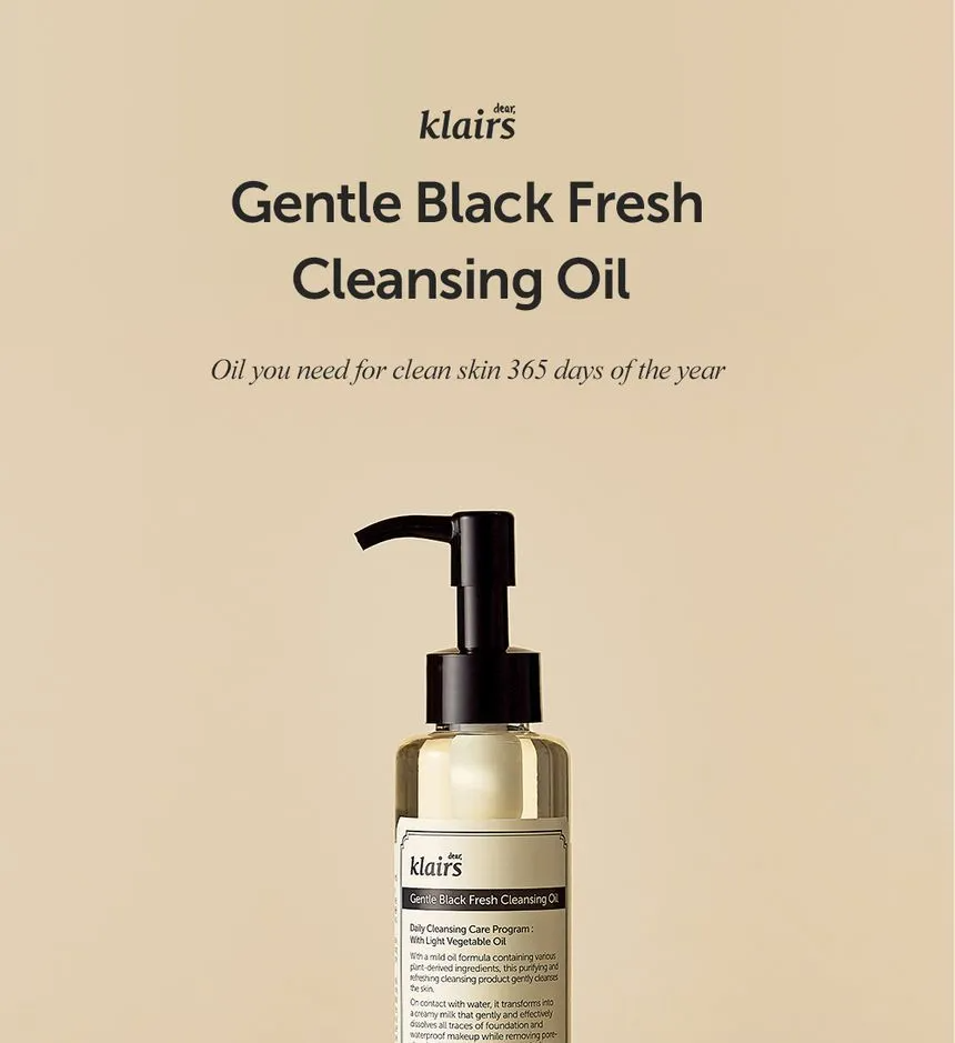 [Kjære, klairs] Gentle Black Fresh Cleansing Oil (150 ml) 